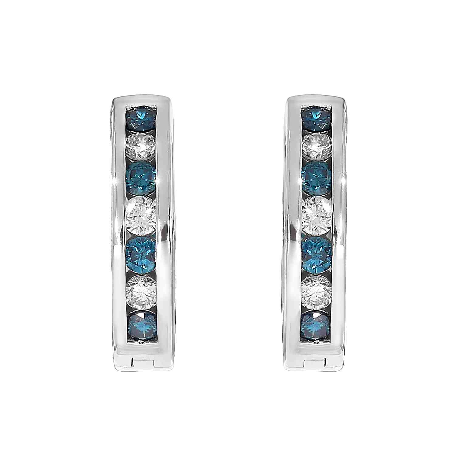 Huggie Hoop Earrings with Blue Diamonds ER21526A